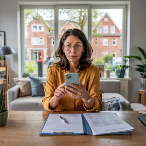 Frau plant Reiseversicherung: Reiserücktritt & Vorerkrankung.